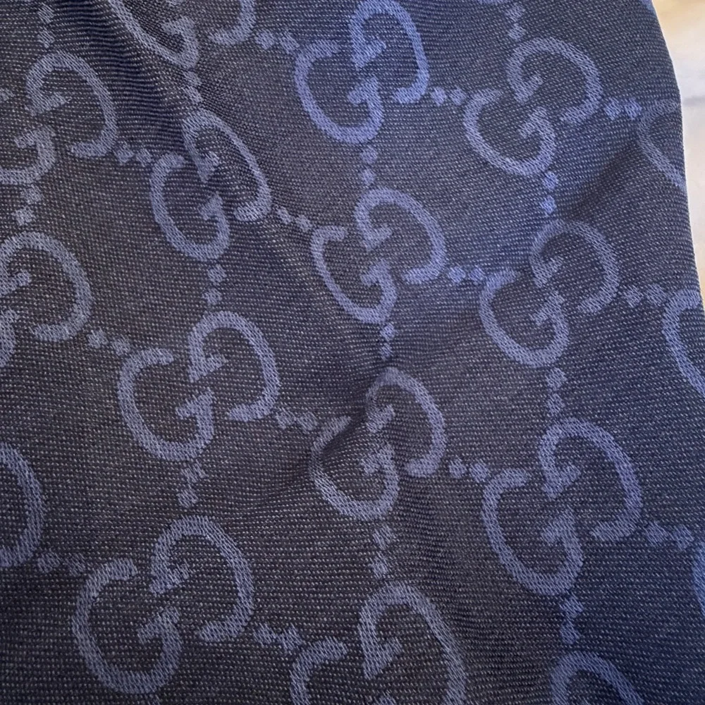 New Auth Gucci GG Jacquard Silk/Wool Blend Scarf/Shawl - Picture 6 of 9